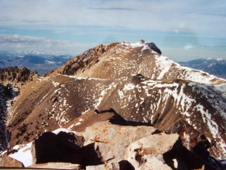 View NW to Nicholson Peak, from Swanson Peak, 11/17/90. Rick Baugher photo.