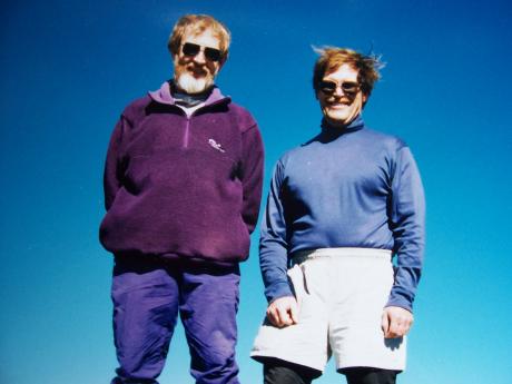 Chuck and Rick on 11112' Silver Peak, central Idaho, 9/28/96.