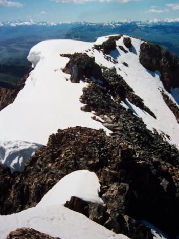 View SW to Pioneer-Boulder crest line from summit of Gooseberry, 6/23/93. Photo by Rick Baugher