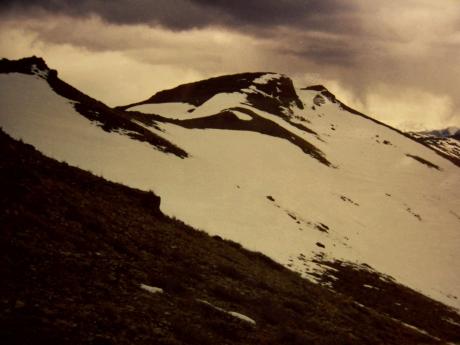 View SW to the upper part of 7227' Mahogany Snow Bowl in the Arco Hills, Lost River Range, by Rick Baugher