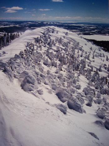 Summit Mount Two Top el 8710', view SE on 3/29/97 by Rick Baugher