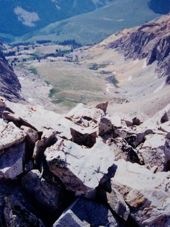 Summit Duncan Peak el 11755'. View S to North Fork Hyndman Creek, 8/8/99., photo by Rick Baugher.